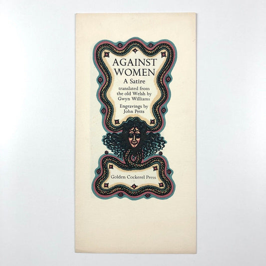 Golden Cockerel Press prospectus 'Against Women' | Gwyn Williams, John Petts 1953