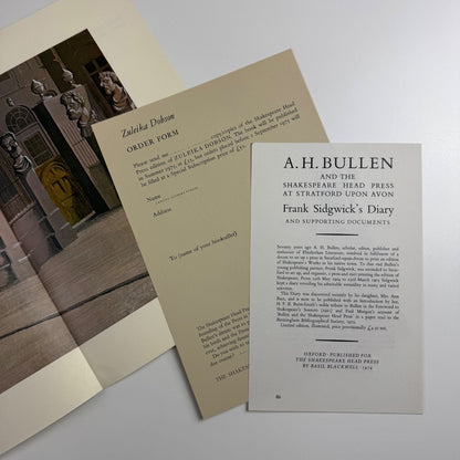 Prospectus for Zulieka Dobson | The Shakespeare Head Press, 1975