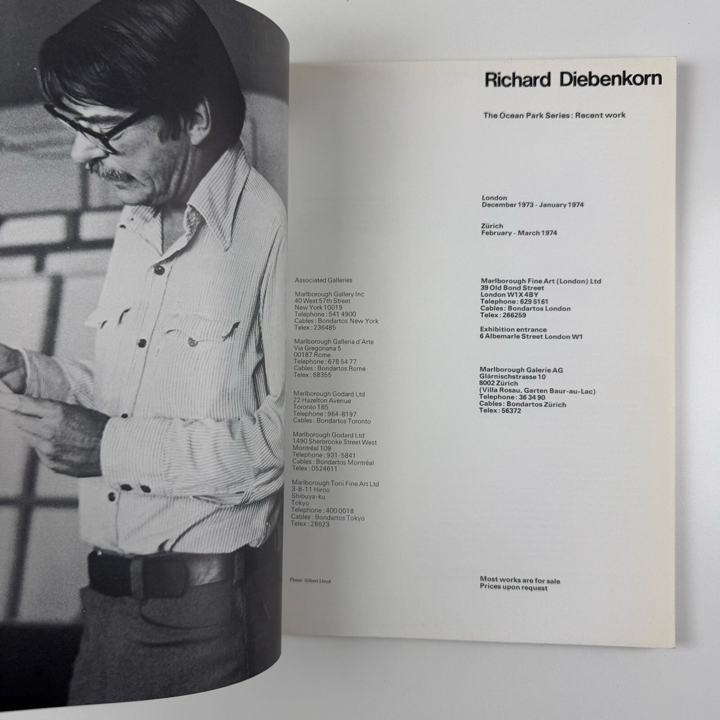 Richard Diebenkorn. The Ocean Park Series. Recent Work | Marlborough London and Zurich – exhibition catalogue, 1973/4