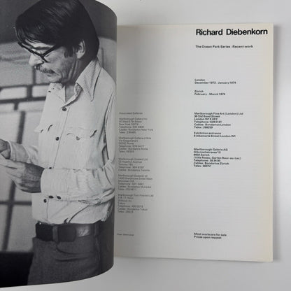 Richard Diebenkorn. The Ocean Park Series. Recent Work | Marlborough London and Zurich – exhibition catalogue, 1973/4