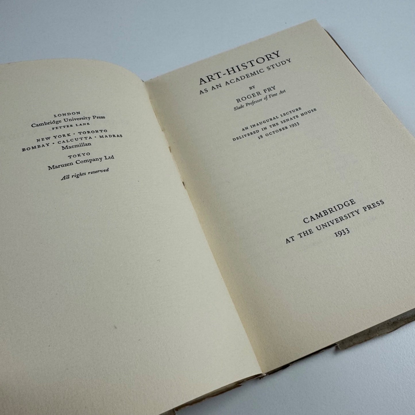 Art History as an Academic Study by Roger Fry | Cambridge University Press 1933
