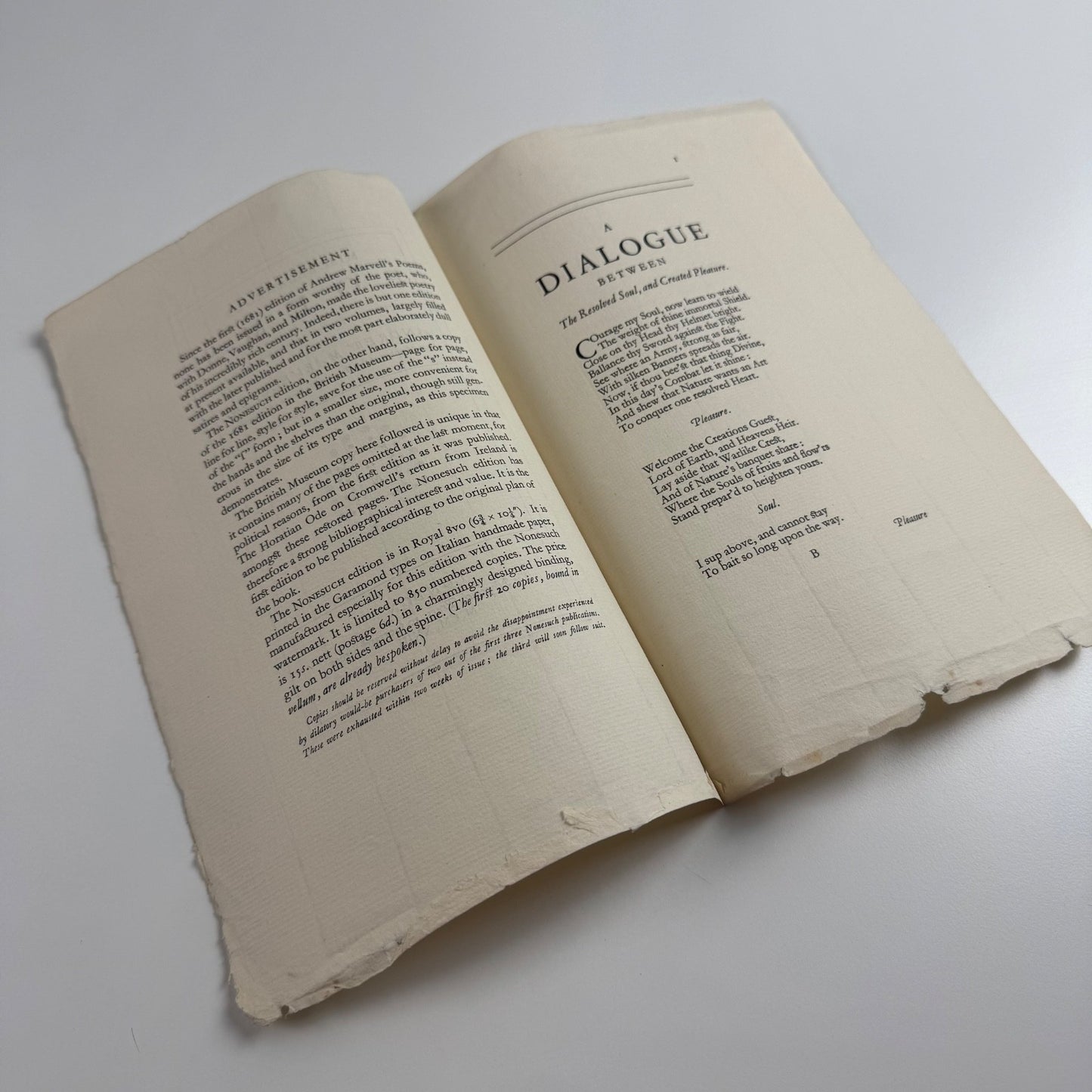Leaflet for Miscellaneous Poems by Andrew Marvell | The Nonesuch Press, 1923