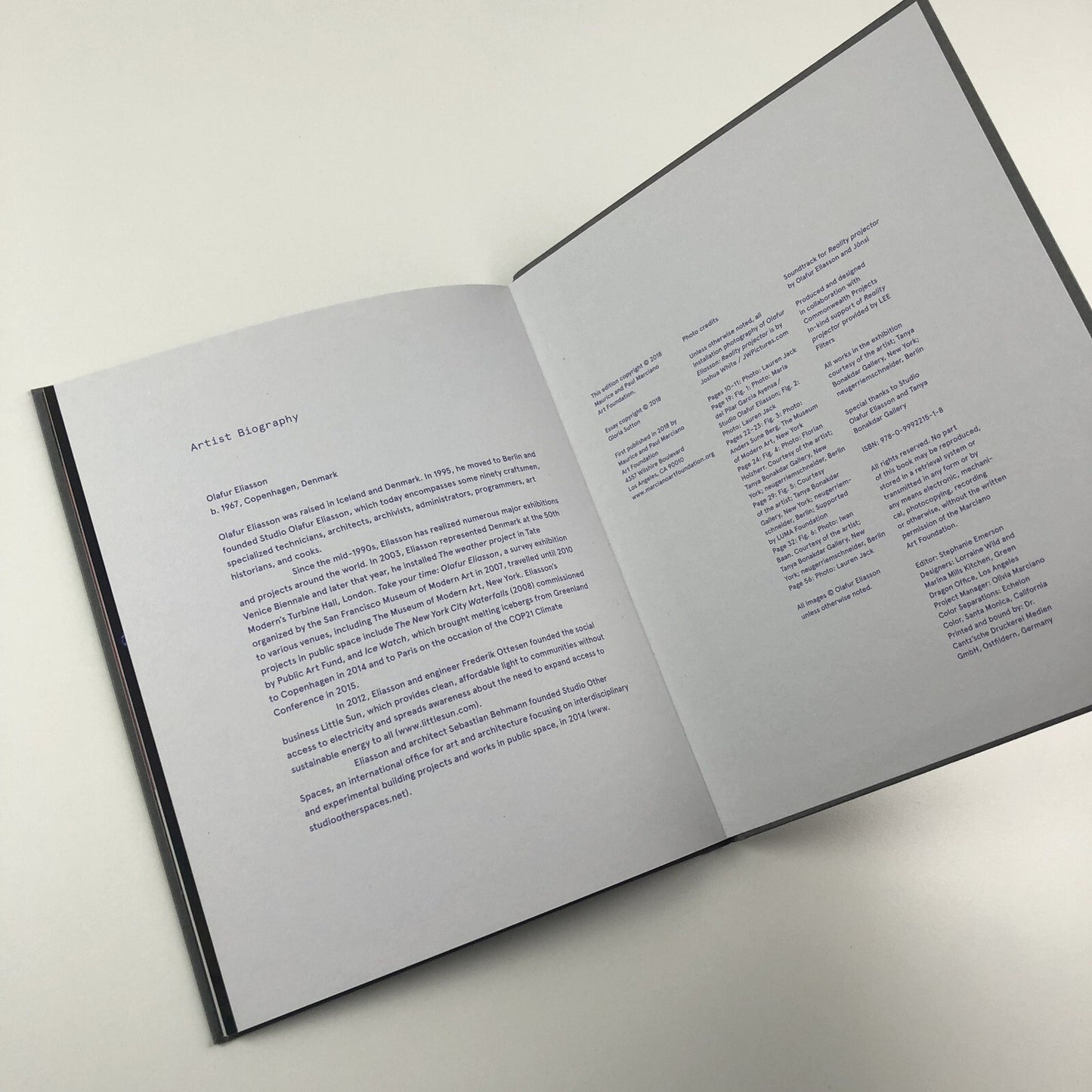 Olafur Eliasson – Reality Projector | Exhibition catalogue, 2018 | Marciano Art Foundation