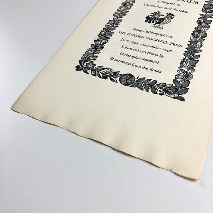 Single sheet prospectus for Cockalorum | The Golden Cockerel Press, 1948