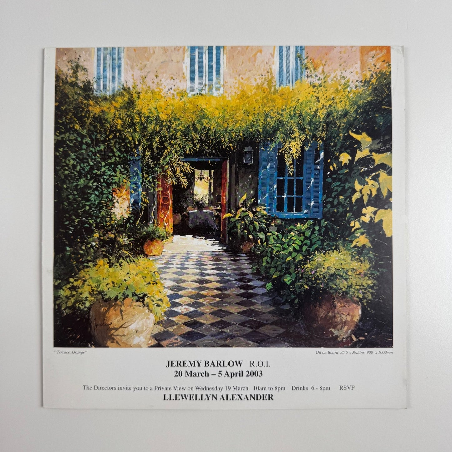 Folding card/ private view invite Jeremy Barlow | Llewellyn Alexander, 2003