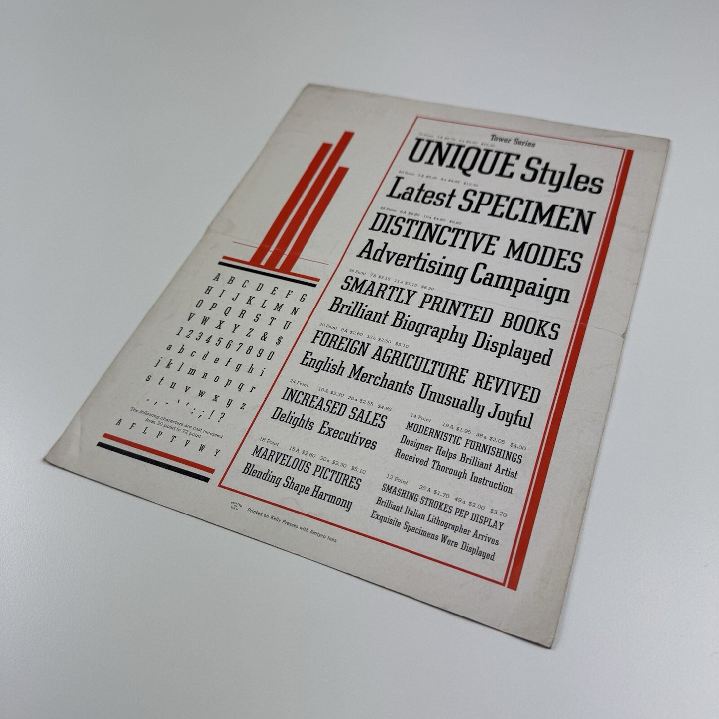 Tower – type specimen sheet for American Type Founders ATF | Undated, presumed 1930s