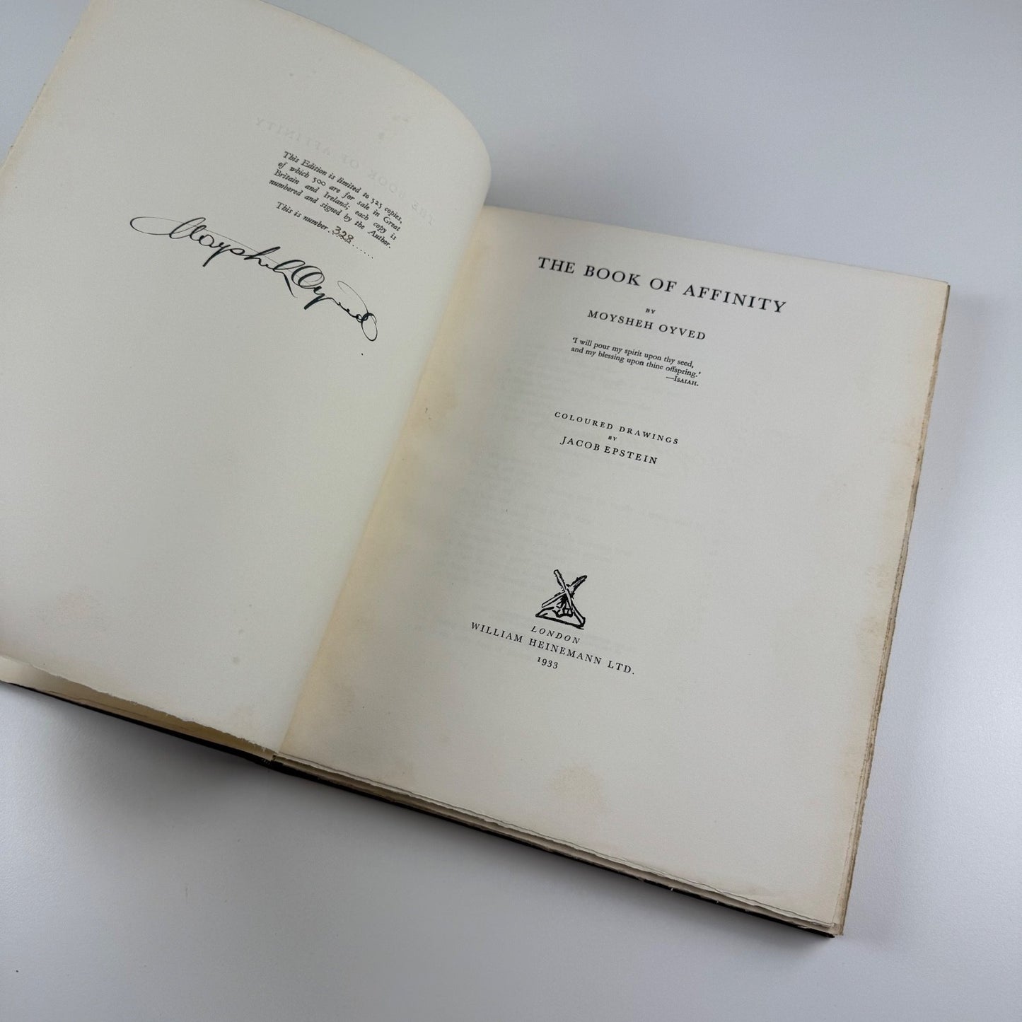 The book of Affinity by Moysheh Oyve | Jacob Epstein illus | Heinemann, 1933
