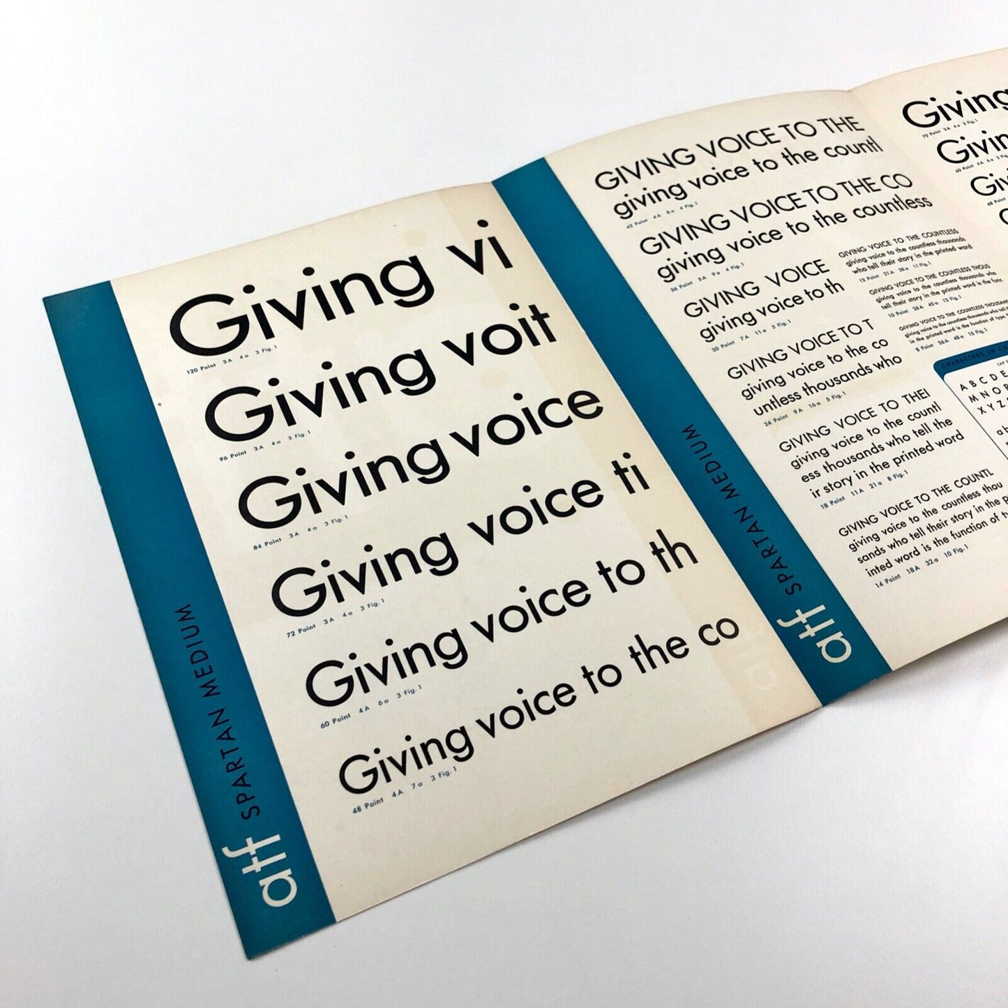 Spartan Medium and Medium Italic type specimen leaflet | American Type Founders, undated