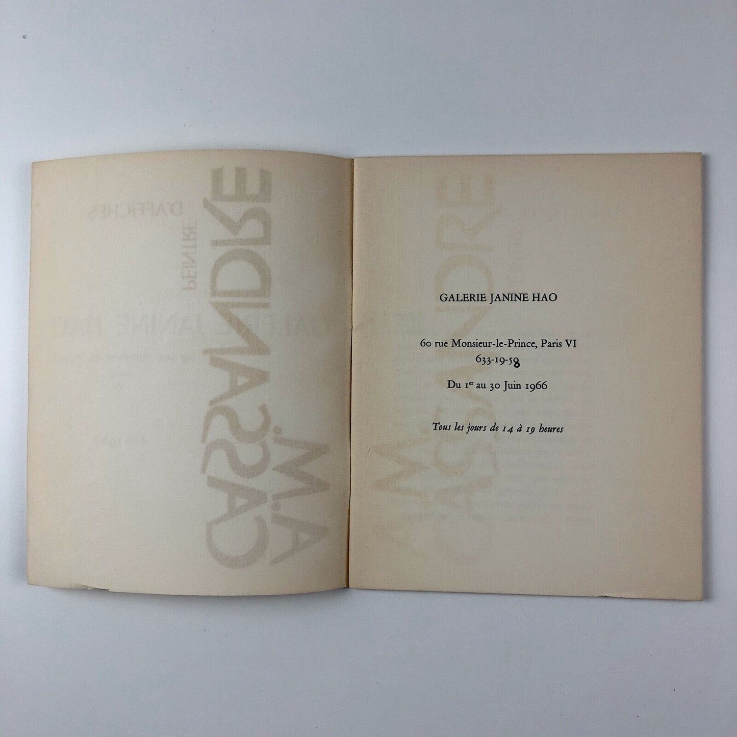 A.M. Cassandre peintre d'affiches Galerie Janine Hao June 1966