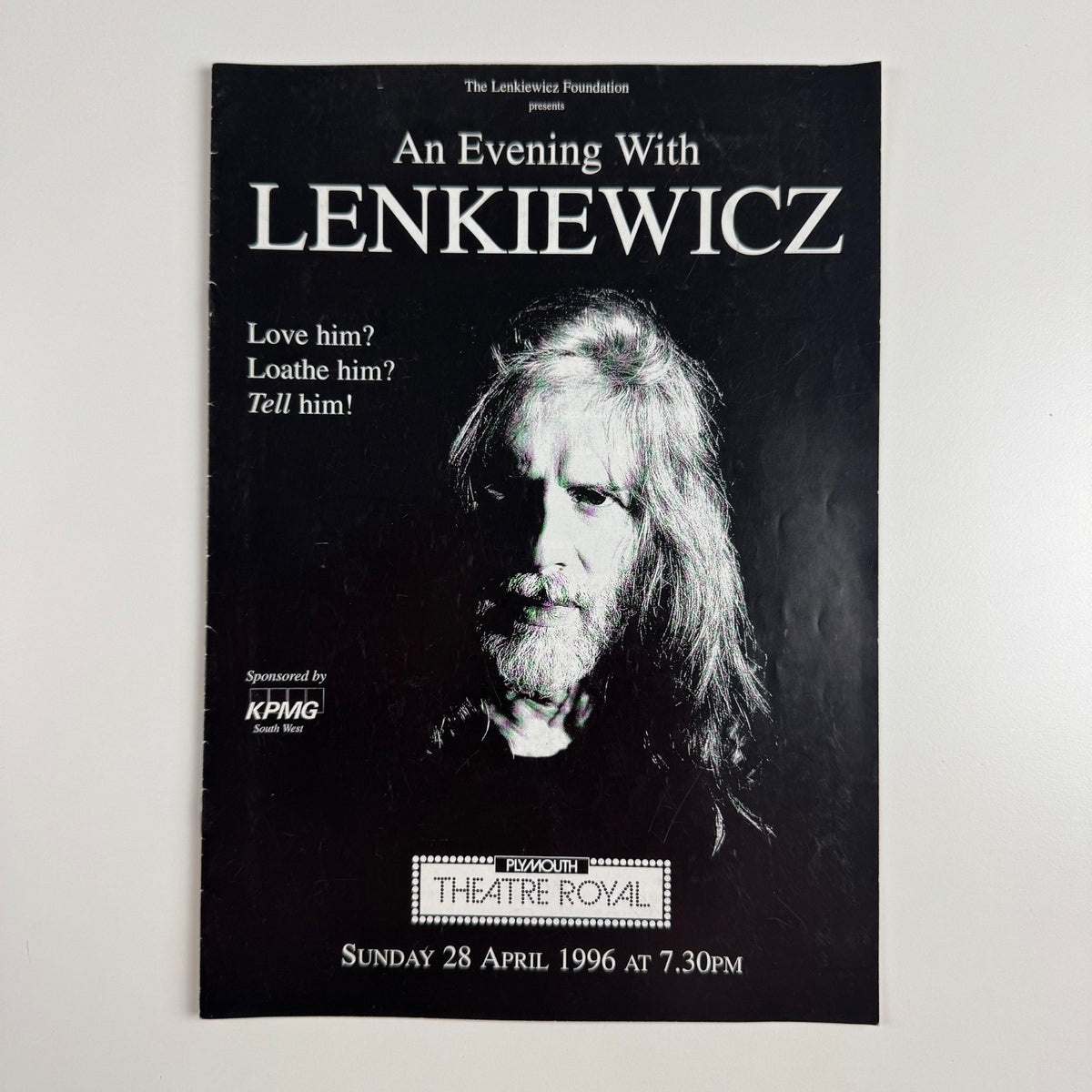 Programme: An evening with Lenkiewicz | Theatre Royal Plymouth 28 April 1996