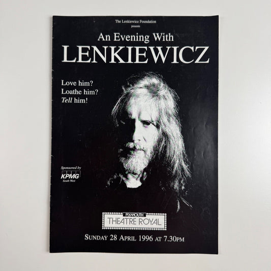 Programme: An evening with Lenkiewicz | Theatre Royal Plymouth 28 April 1996