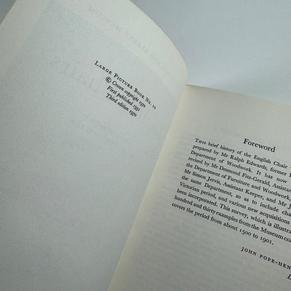 English Chairs. Victoria and Albert Museum introduction by Ralph Edwards, HMSO, 1970