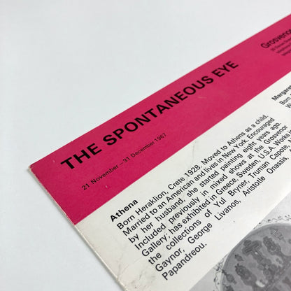 The Spontaneous Eye – Grosvenor Gallery folded card, Nov-Dec 1967