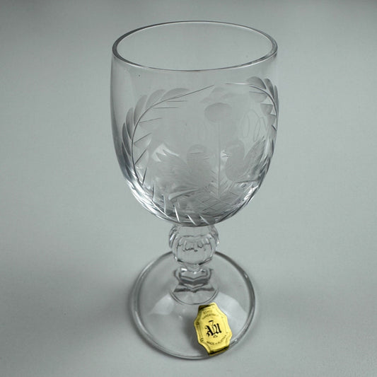 Hand-etched shot glass | Love Birds design | Austrian, mid 20th century