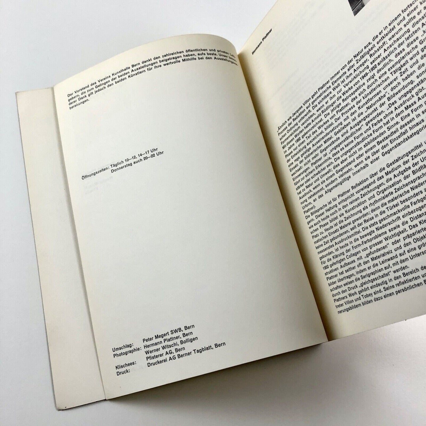 Hermann Plattner Malerei. Werner Witschi Plastik Kunsthalle Bern, 1967