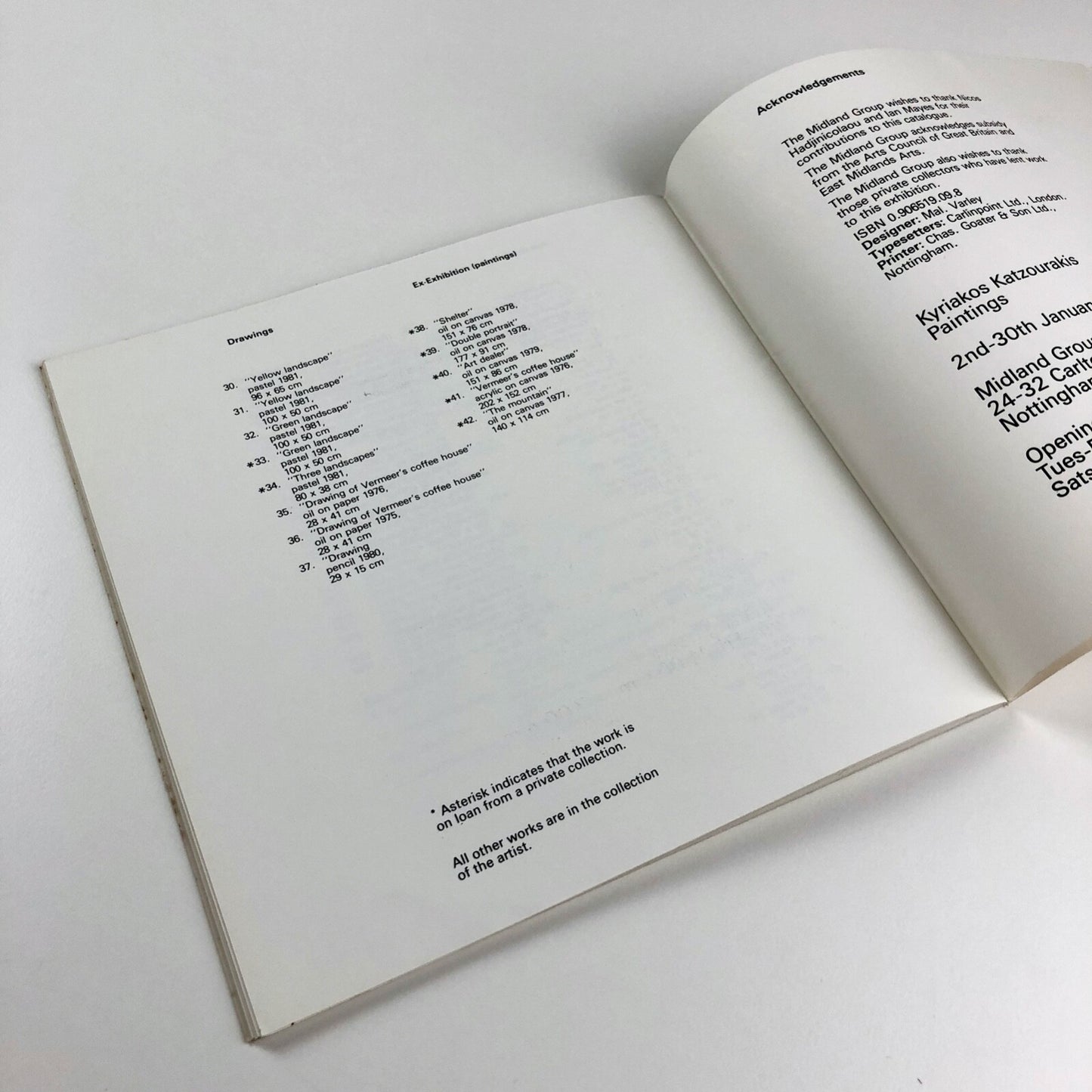 Kyriakos Katzourakis – Paintings | Midland Group Gallery, Nottingham 1982 catalogue