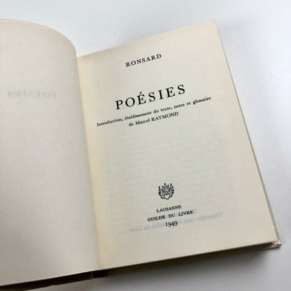Poésies by Pierre de Ronsard | intro Marcel Raymond | Guilde du Livre, 1949