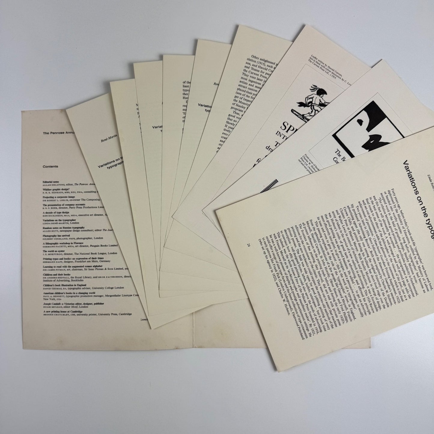Variations on the typographer by Linda René-Martin Penrose Annual offprint 1962 signed by author