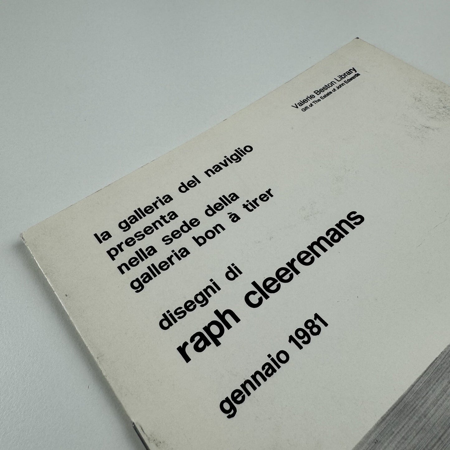 Disegni di Raph Cleeremans | Galleria del Naviglio, Milan January 1981 | Exhibition leaflet
