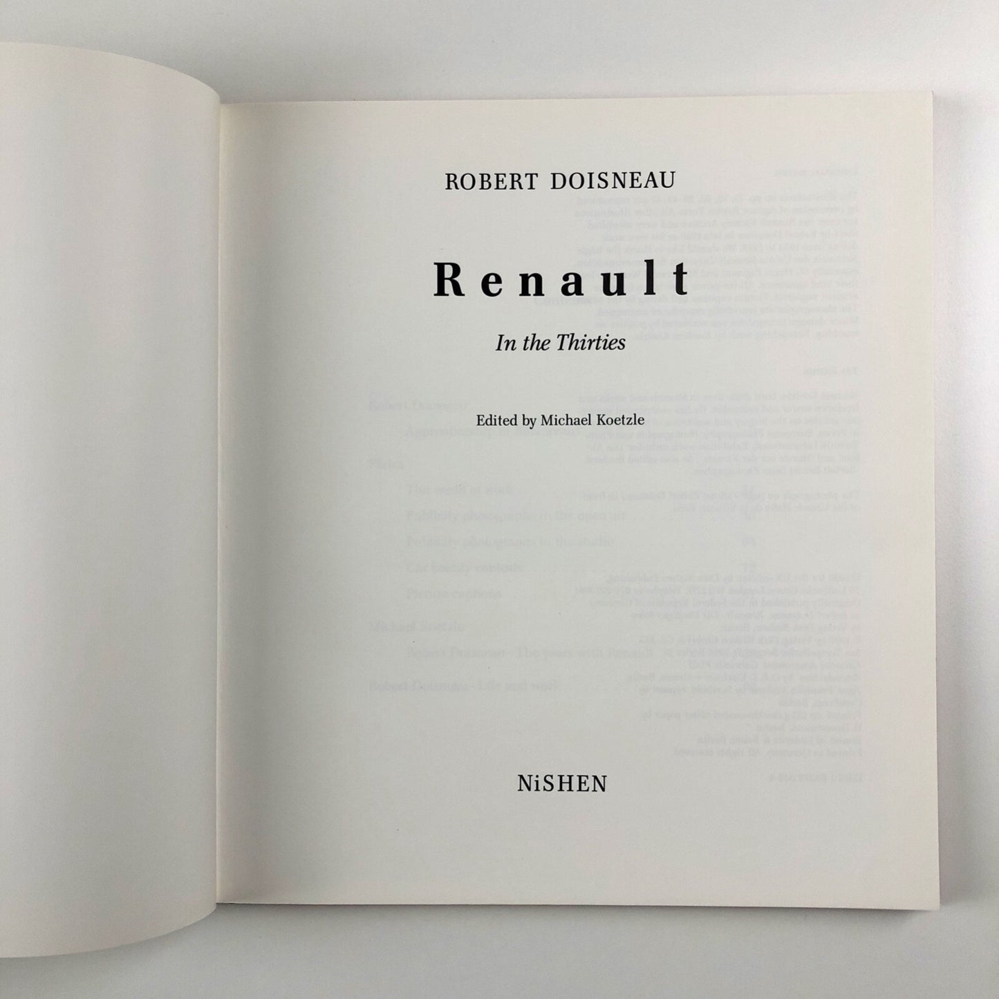 Renault In the Thirties by Robert Doisneau | Nishen 1990 | English edition