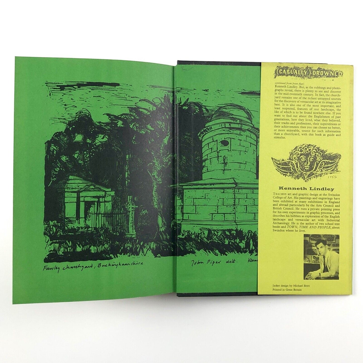 Of Graves and Epitaphs by Kenneth Lindley | frontispiece and endpapers by John Piper | Hutchinson, 1965