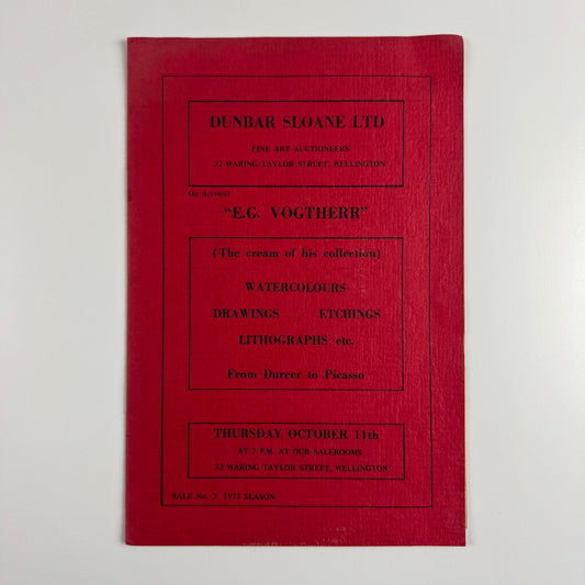 E. Gordon Vogtherr. The cream of his collection | Dunbar Sloane Auctioneers, Wellington, New Zealand Oct 1973