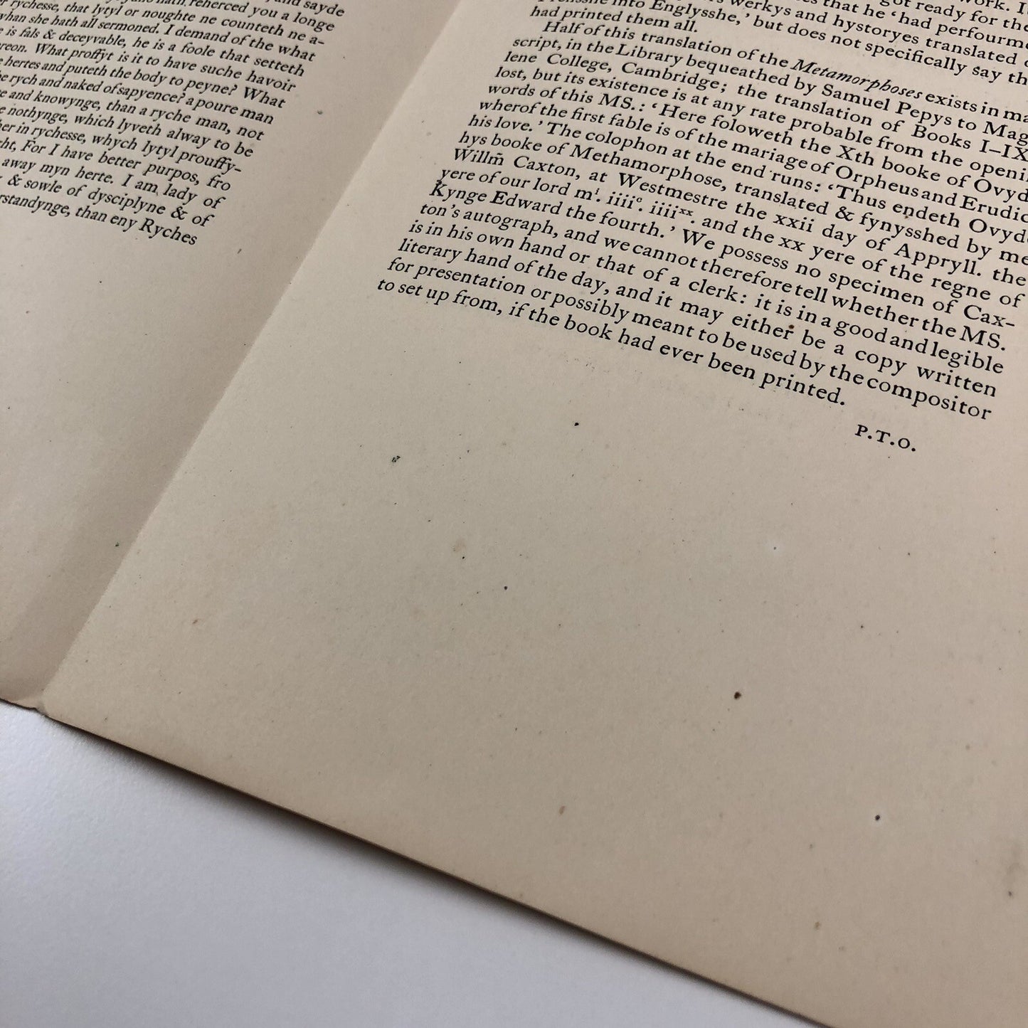 Prospectus – Ovyde Hys Booke of Methamorphose | William Caxton | Basil Blackwell 1923