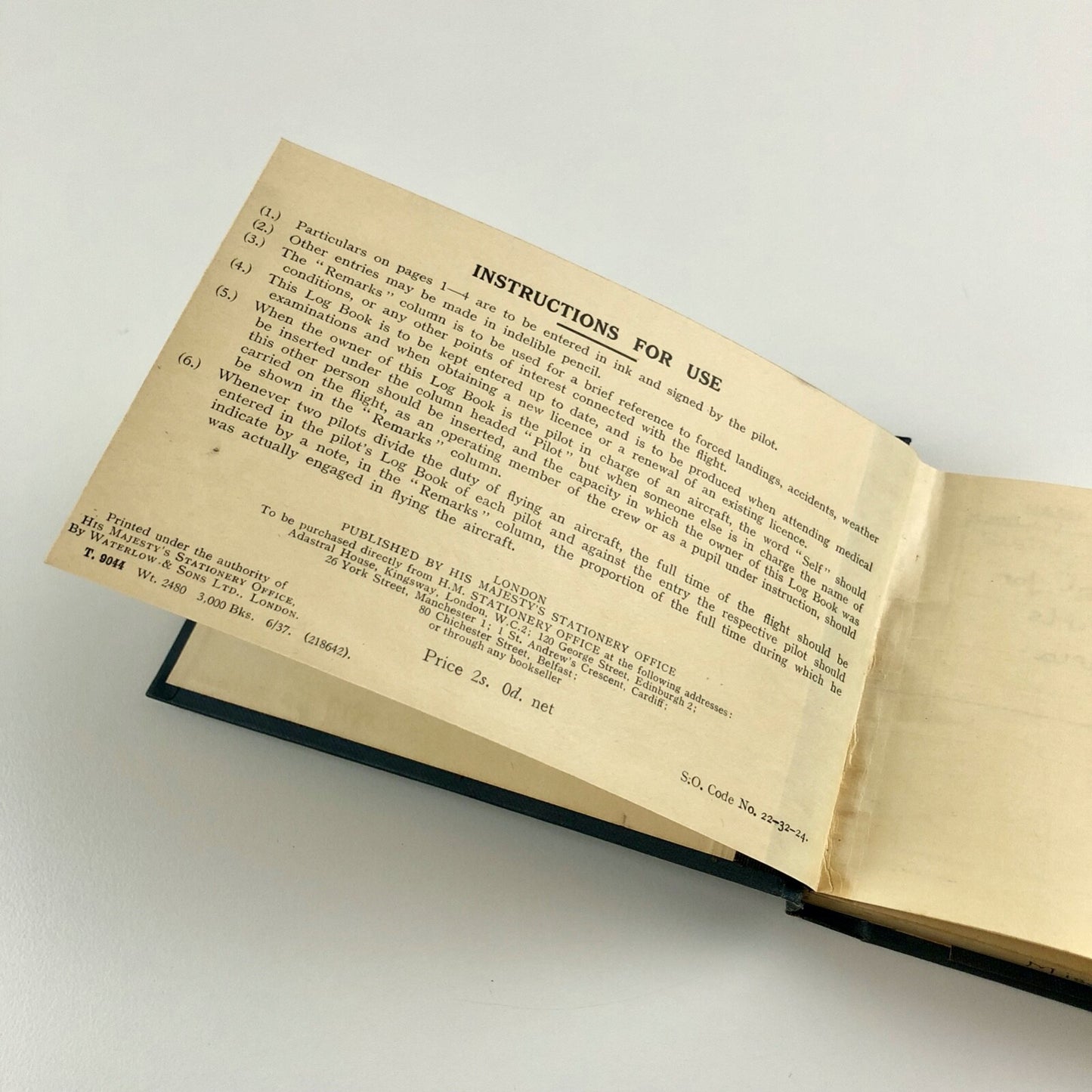 Rhona Reginalda Podd – Flight log-book from 1939