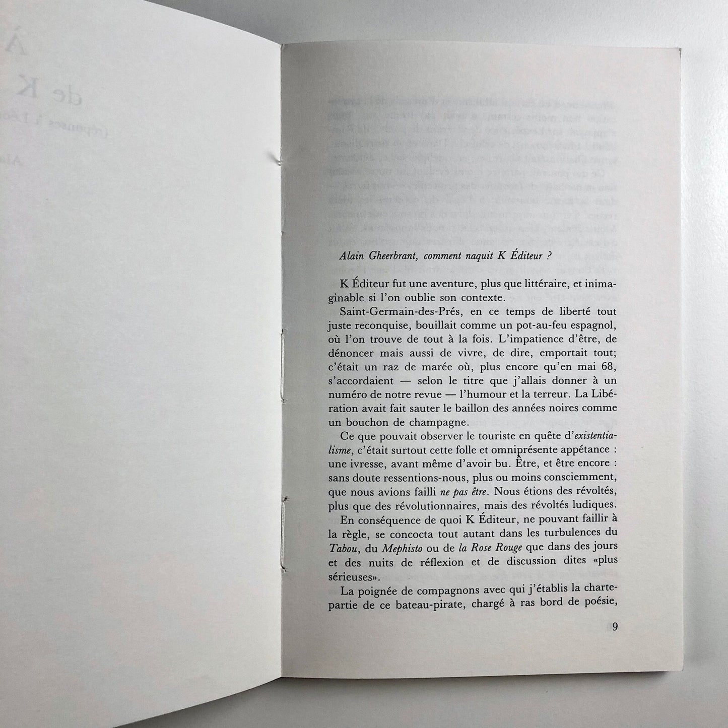 K éditeur par Alain Gheerbrant & Léon Aichelbaum | Le temps qu'il fait, 1991