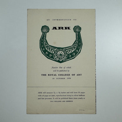 Promotional leaflet for ARK journal – Royal College of Art | October 1950
