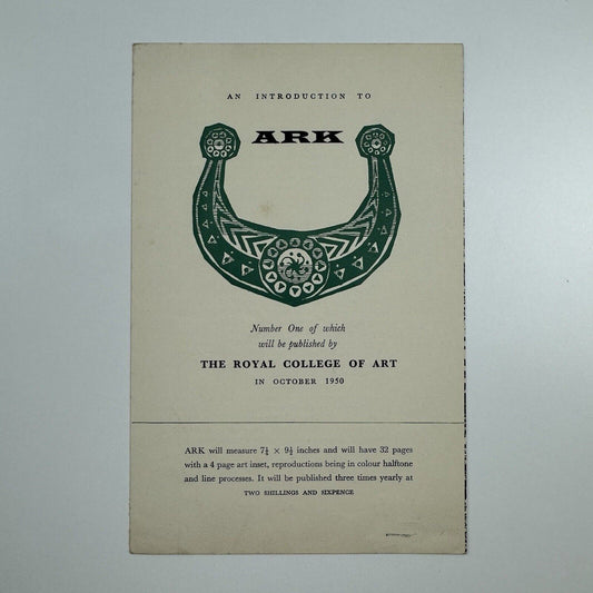 Promotional leaflet for ARK journal – Royal College of Art | October 1950