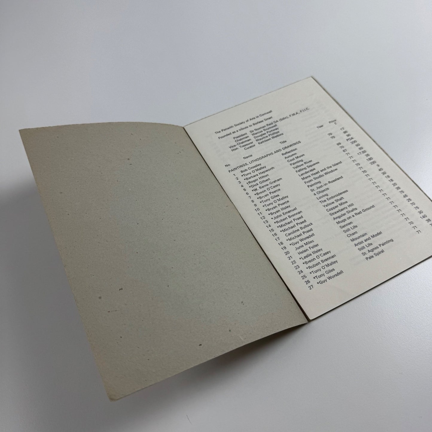 Catalogue Penwith Society Gallery Autumn exhibition 1971