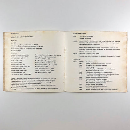 Bradford Arts Festival – Paintings by Barrie Cook / Structures by Derek Carruthers | 1970 catalogue
