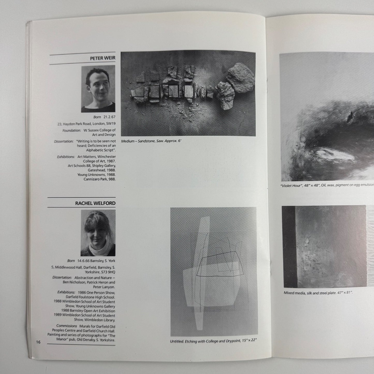 Catalogue students Fine Art 1989. Painting Sculpture. Wimbledon School of Art