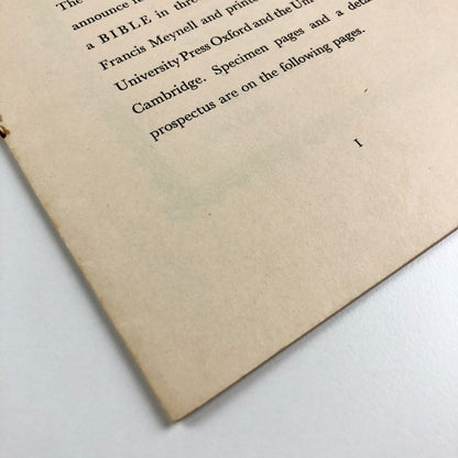 Prospectus for The Bible, September 1963 | Designed by Francis Meynell and printed by the University Press Oxford and the University Press Cambridge | Nonesuch Press