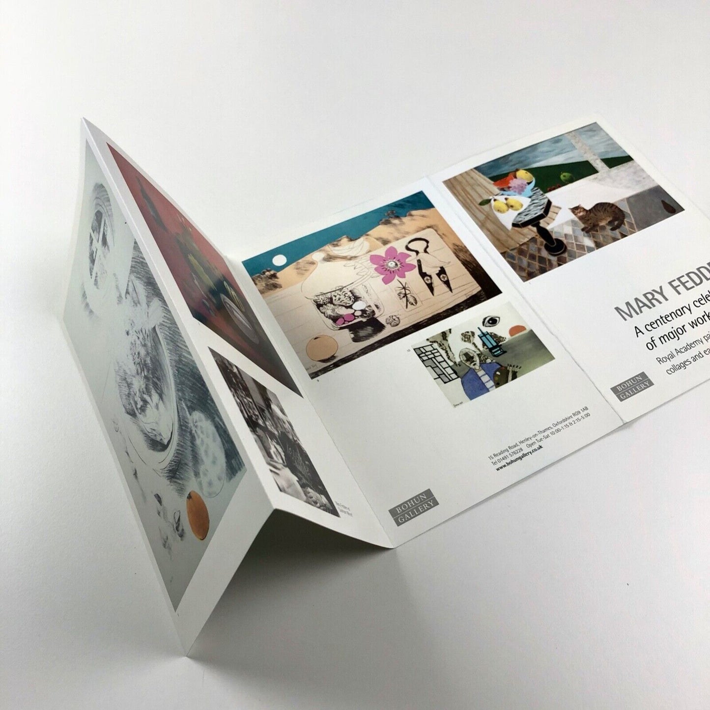 Private view/folding card Mary Fedden a centenary exhibition Bohun Gallery, 2015
