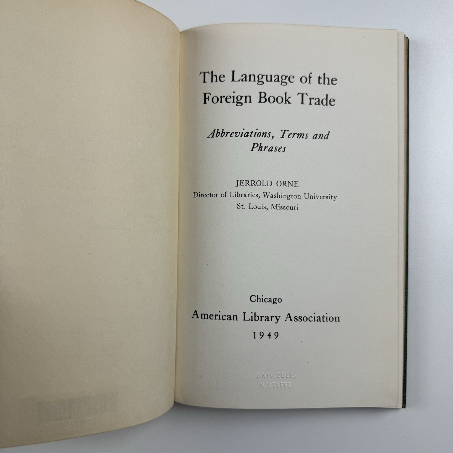 The Language of the Foreign Book Trade by Jerrold Orne | American Library Association, 1949