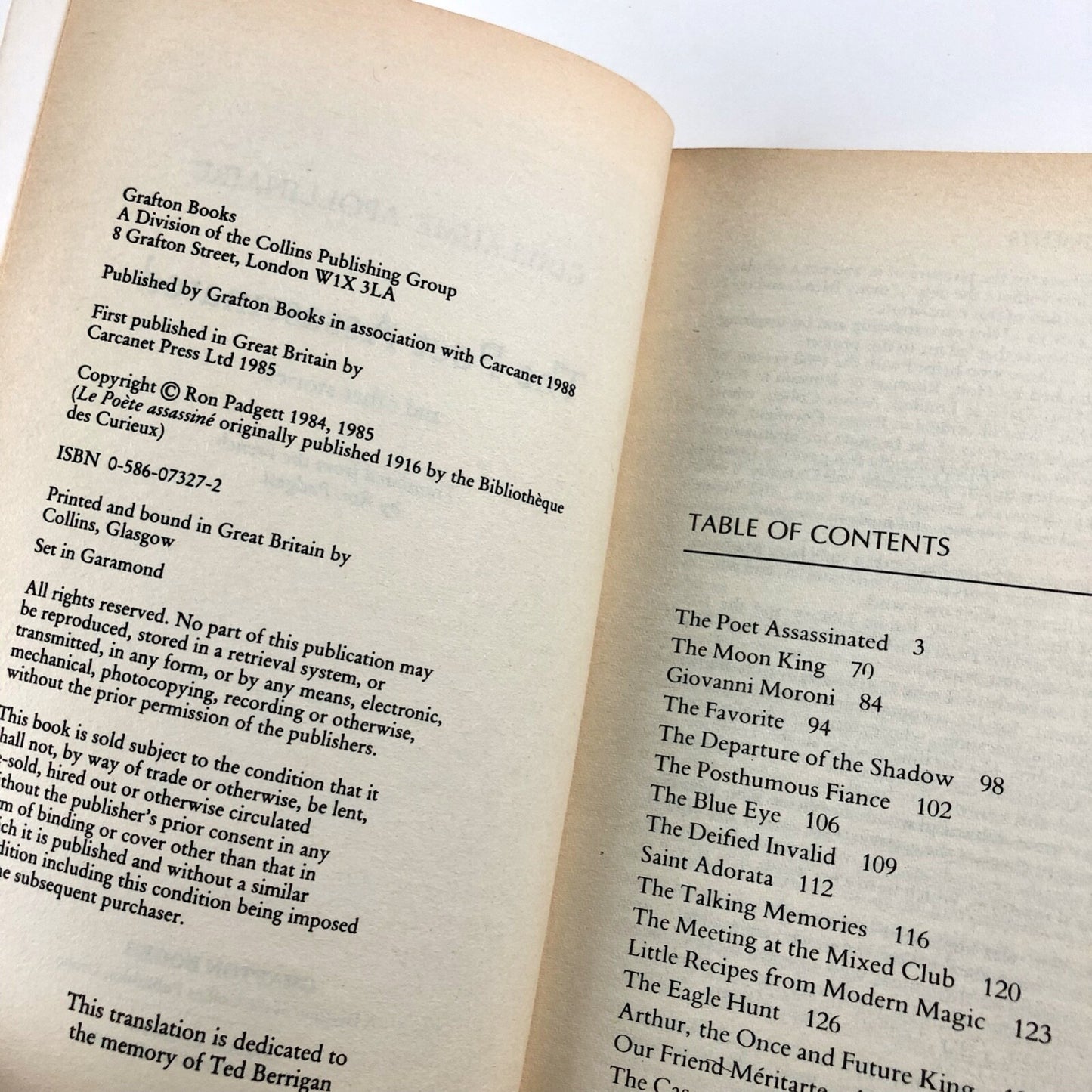Apollinaire – The Poet Assassinated and other stories | Grafton Books, 1988