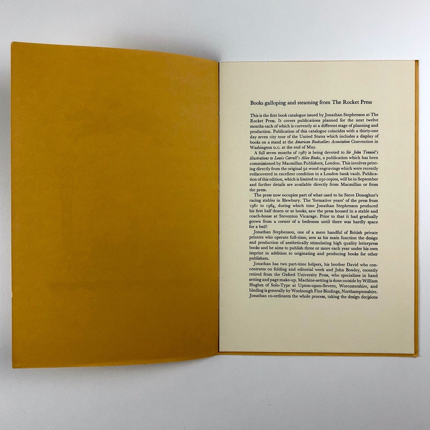 Fine Books galloping & steaming from The Rocket Press, 1987 & 1988