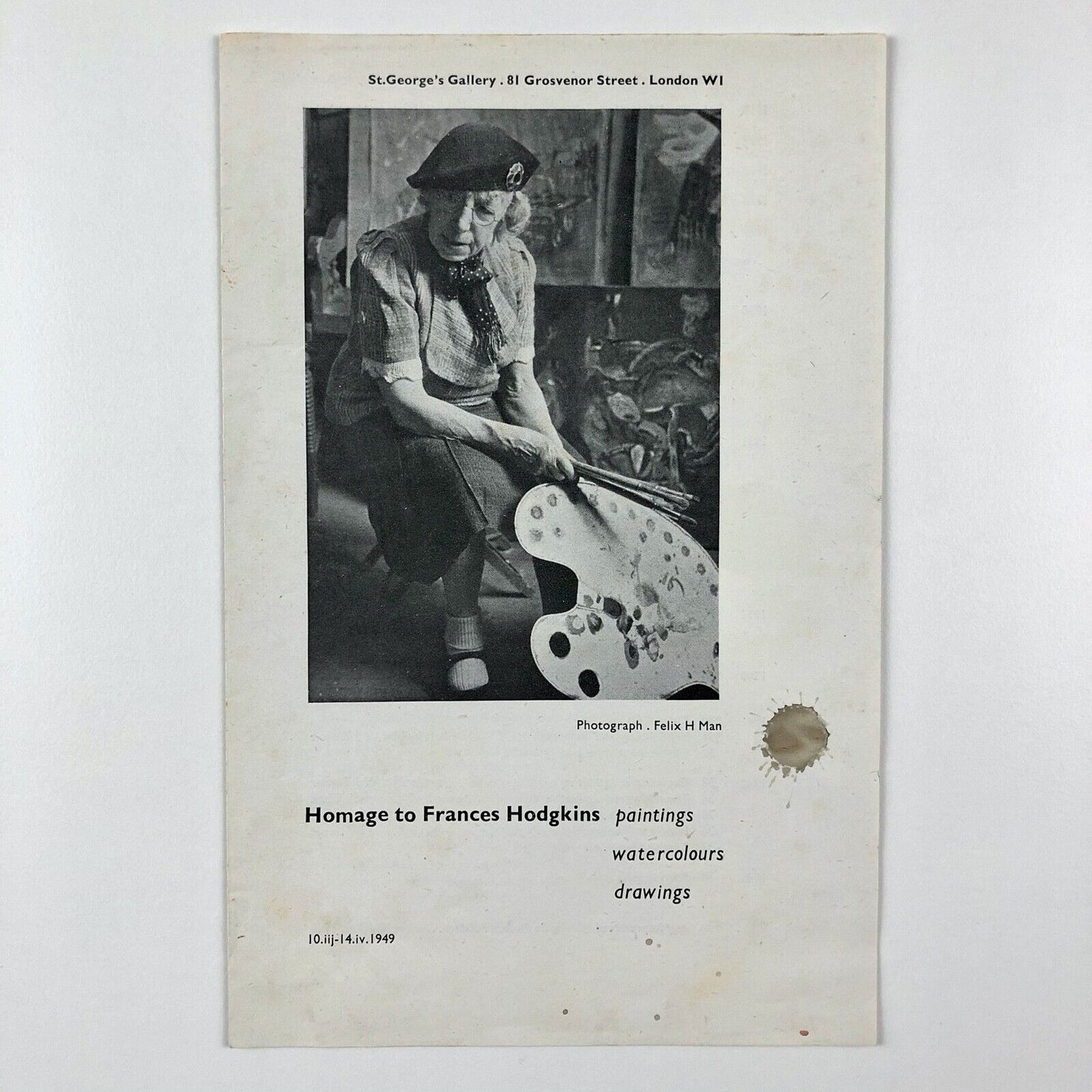 Homage to Frances Hodgkins paintings, watercolours, drawings | St George's Gallery, London, 1949 | typography by Anthony Froshaug