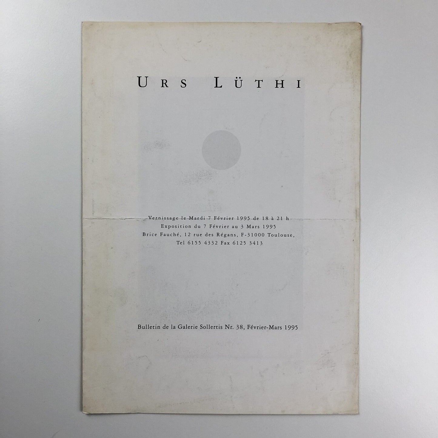 Urs Lüthi. Bulletin de la Galerie Sollertis, No. 38, Feb-March 1995 leaflet
