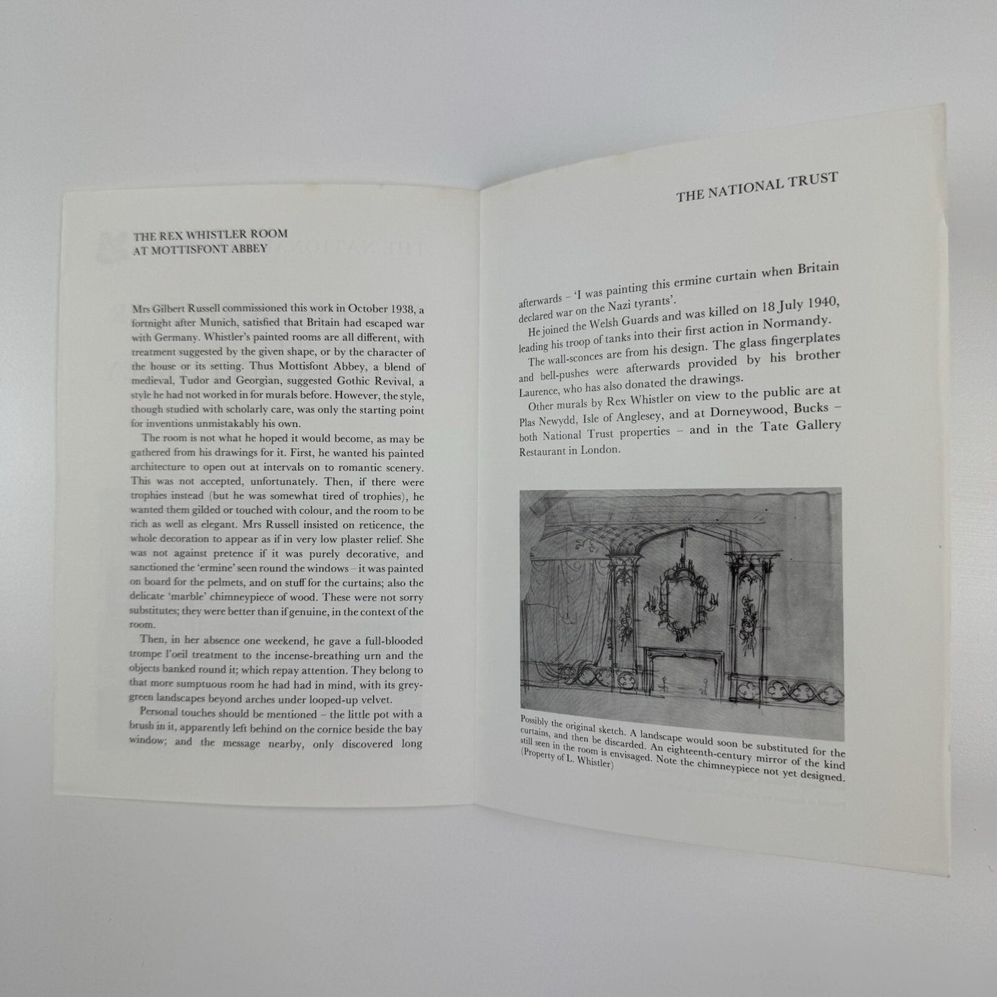 The Rex Whistler Room at Mottisfont Abbey | National Trust | 4-page leaflet 1984