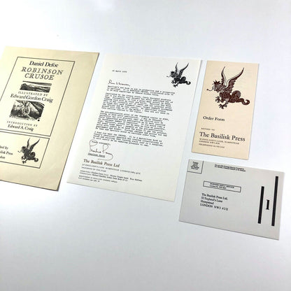 The Basilisk Press | Robinson Crusoe – prospectus leaflet 1979 and ephemera