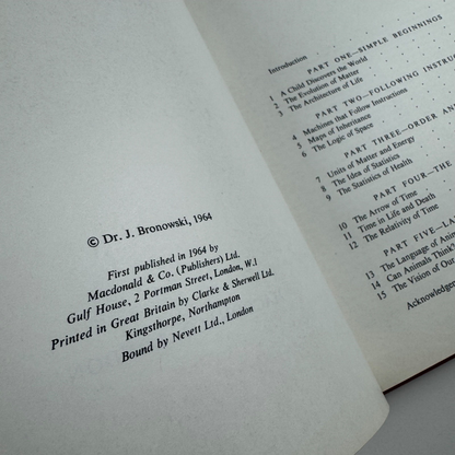 Insight by J. Bronowski | Macdonald & Co, 1964 in association with the BBC