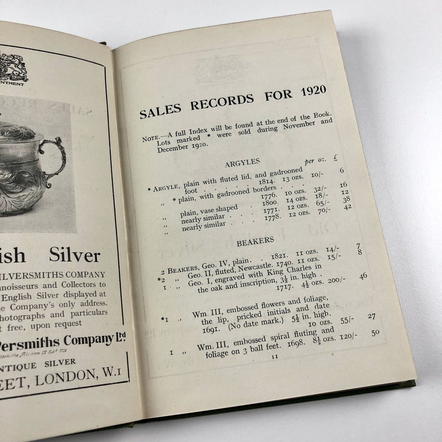 ABC Auction Sales Record of Old English Silver: Christies, 1920 | Alfred Abbey