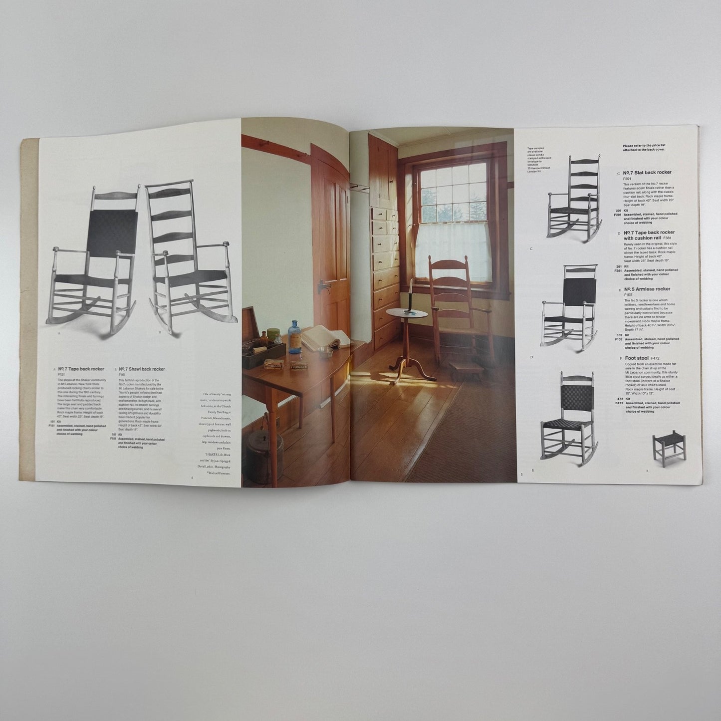 The Shaker [furniture] Shop London catalogue and price list. Dated 1989
