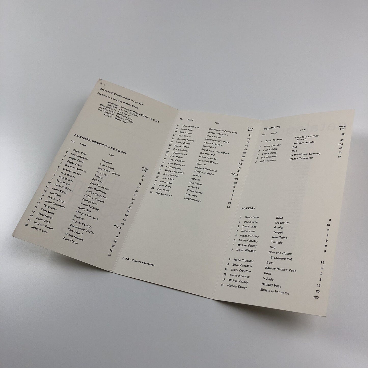 Folded card – The Penwith Society of Arts Associates Exhibition, 1966 St Ives