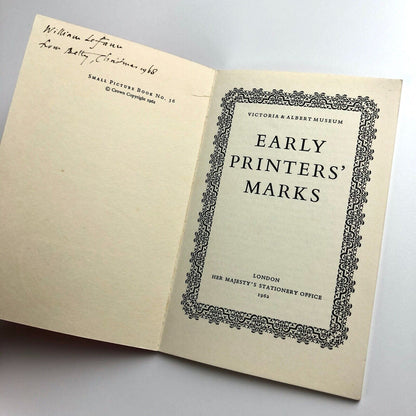 Early Printers' Marks | Victoria & Albert Museum / HMSO, 1962