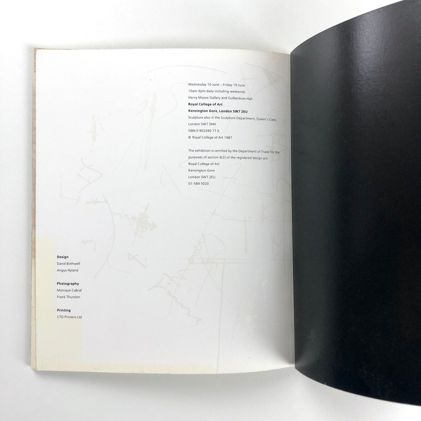 Royal College of Art – RCA Fine Art Degree Show catalogue, 1987