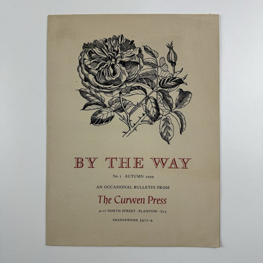 By the Way. No. 1 Autumn 1959. An occasional bulletin The Curwen Press - cover illustration by John Nash
